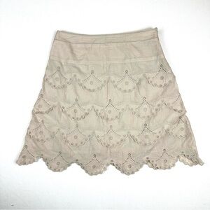 BCBGMaxazria Scalloped Edge Embroidered Skirt